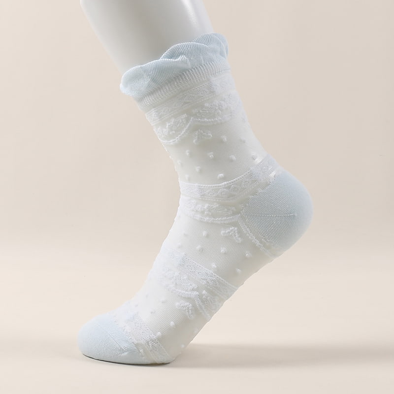 Fashionable ultra-thin cool transparent classical hollow flower tight socks glass fiber women's socks WSD1023