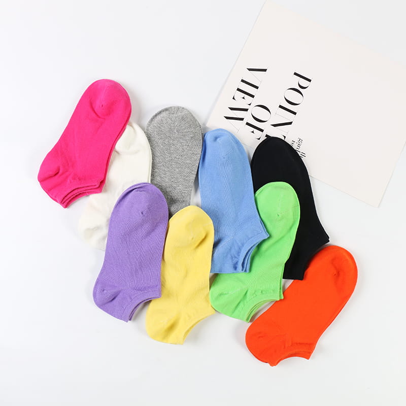 Wholesale Multi Solid Color Plain Low Cut No Show Socks Women Cotton Socks