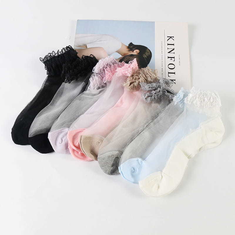 Wholesale Cute Girls Sheer Lace Ladies Transparent Silk Socks Women