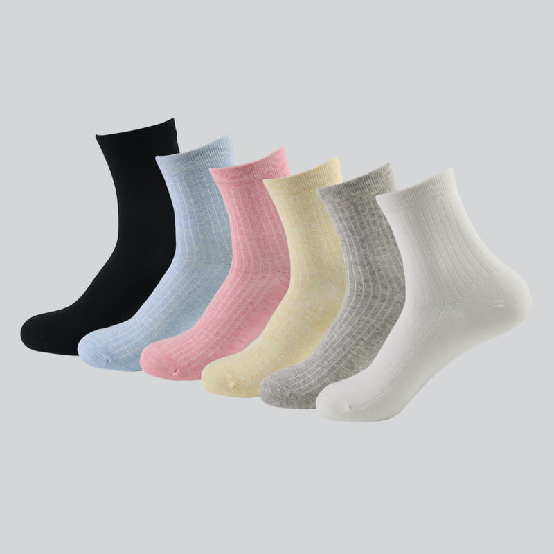 6 Colors Wholesale Cotton Teen Tube White Crew Womans Winter Socks