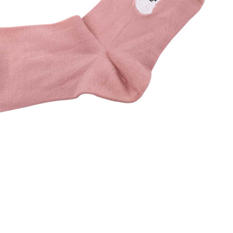 Super soft silk white bear embroidery and reinforced hand-stitched women socks