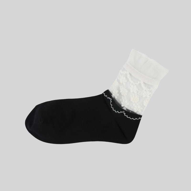 Korean fashion and comfortable transparent Luokou glass silk women's cotton socks