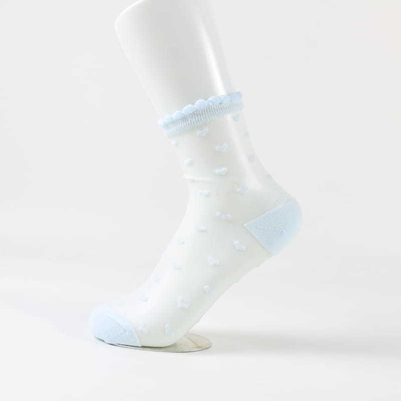 Summer Lace Crystal Glass Silk Short Thin Women Transparent Socks