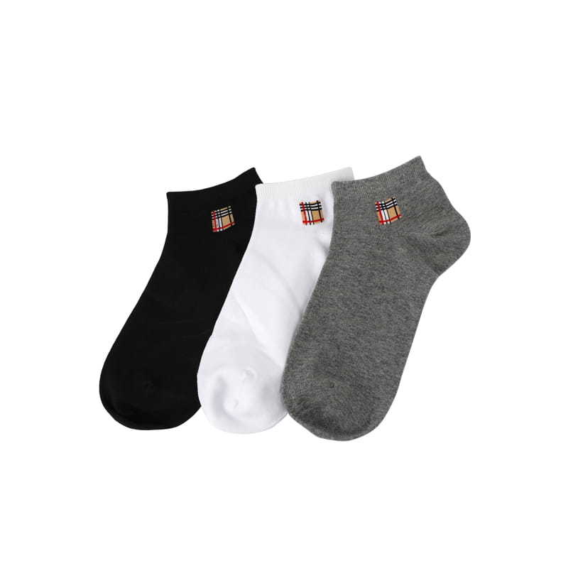 Hand-stitched combed cotton casual men's boat socks
