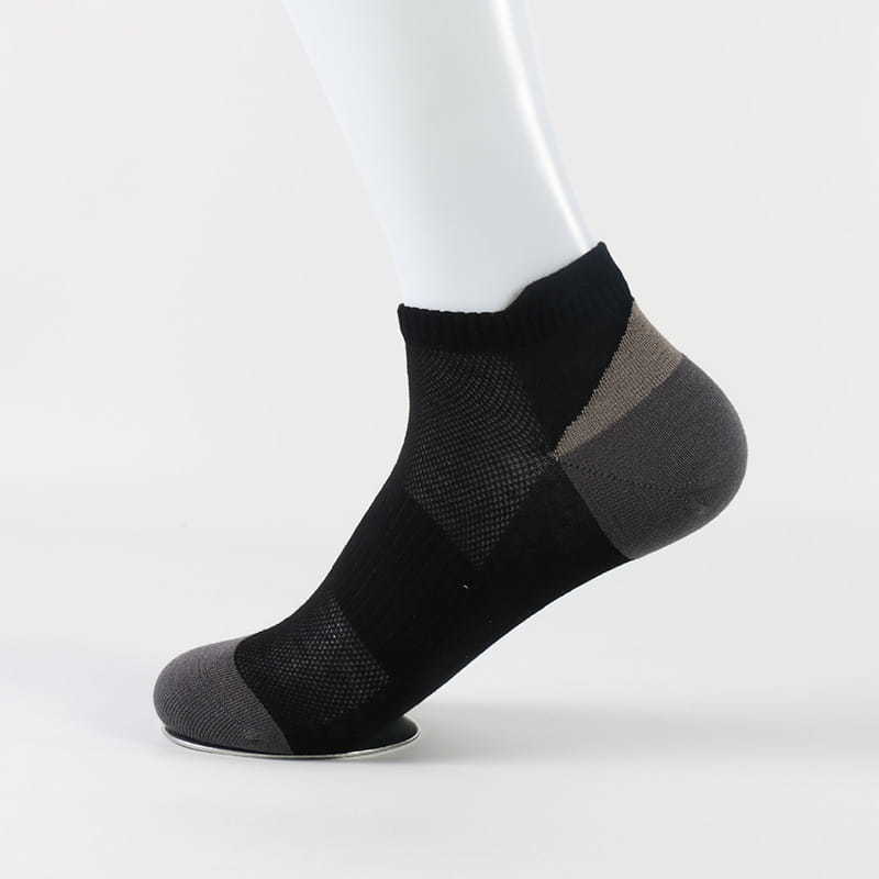 Color Matching Breathable Mesh Wholesale Ankle Mens Black Bamboo Socks
