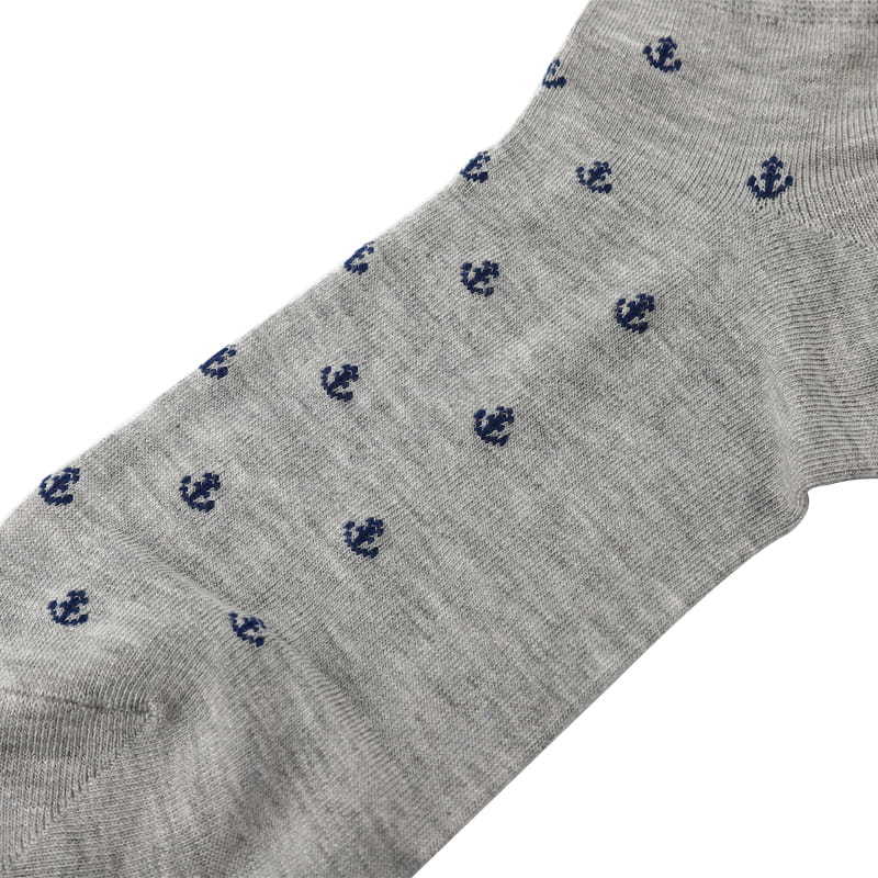 Ultra-thin silk wire anchor flower hand-stitched men's boat ankle socks