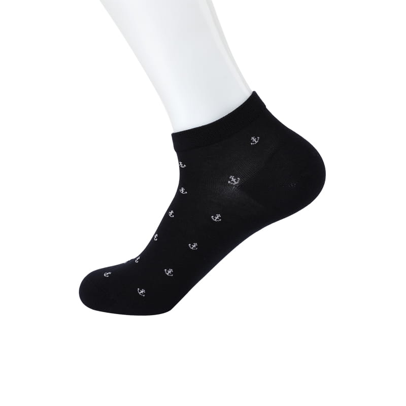 Ultra-thin silk wire anchor flower hand-stitched men's boat ankle socks