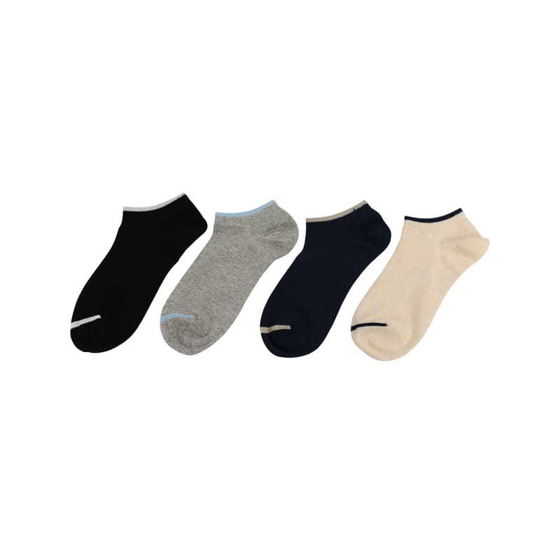 Combed cotton color strip hand-stitched men's boat socks