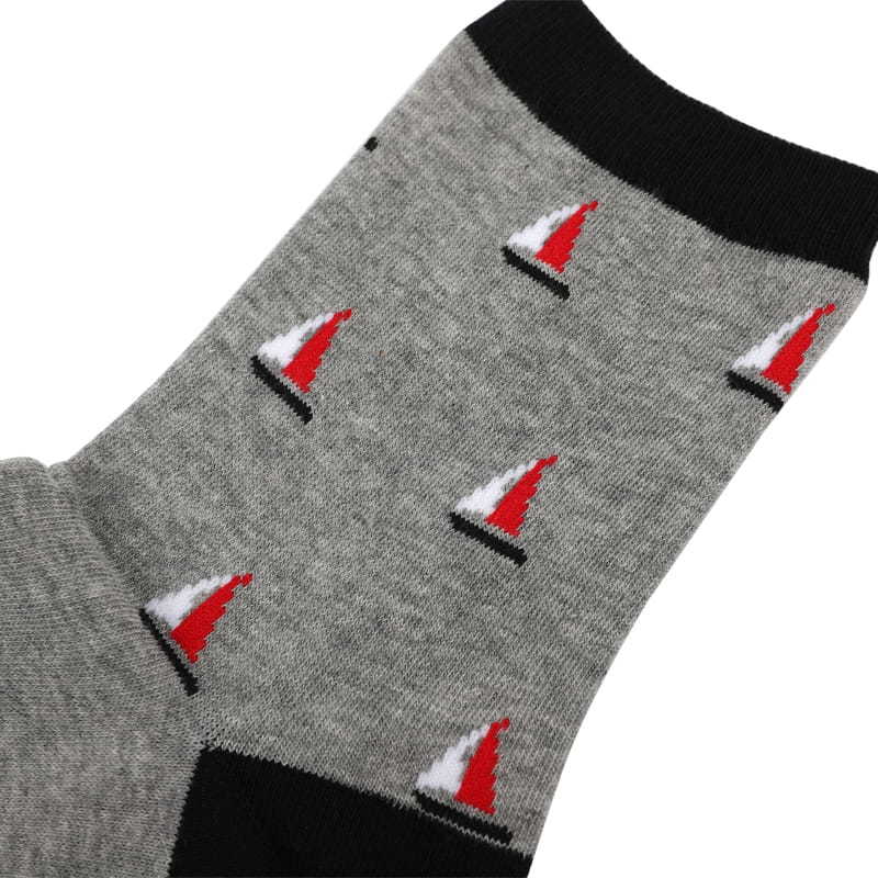 Thick autumn and winter combed cotton sailboat pattern hand-sewn men's socks