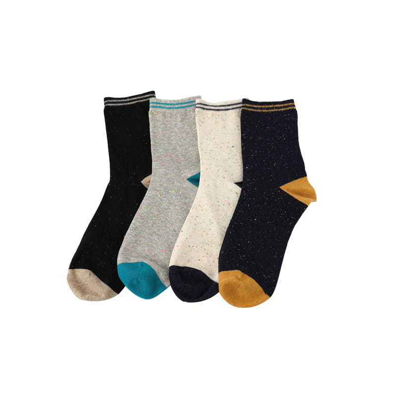 Combed cotton color point yarn cuff horizontal strip hand-stitched cotton men's socks