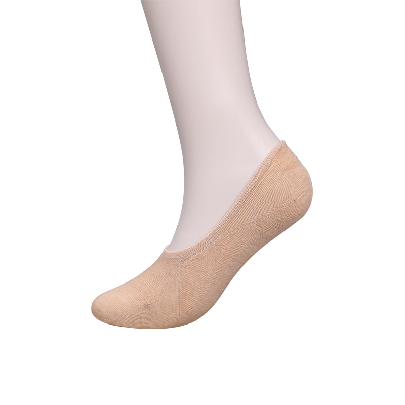 Natural colored cotton, mesh, invisible hand-stitched women's socks WSD1401 