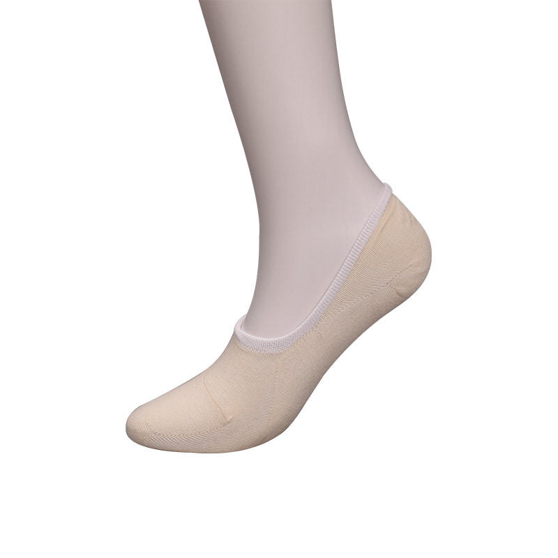 Natural colored cotton, mesh, invisible hand-stitched women's socks WSD1401 