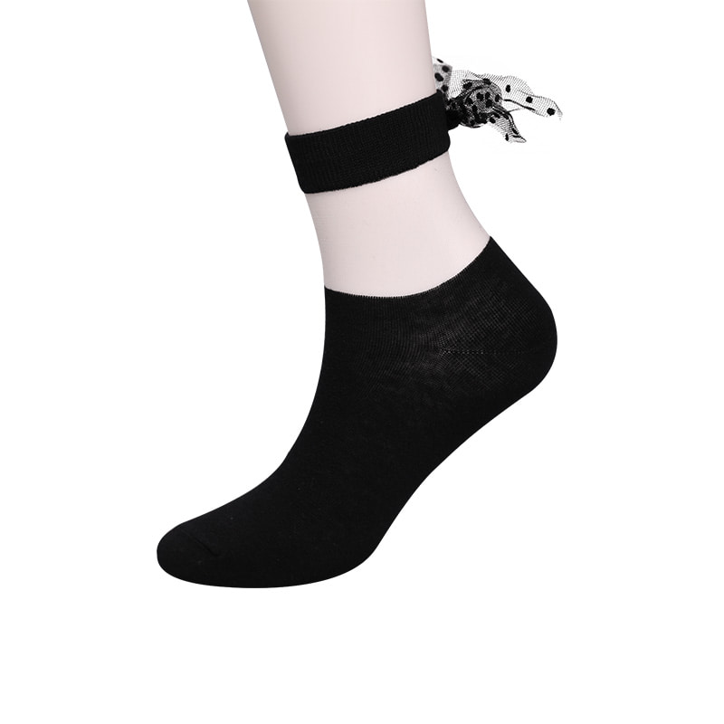 Fashion glass silk cotton bottom women's socks seam transparent silk bowknot women's socks Crystal silk women's socks WSD1911