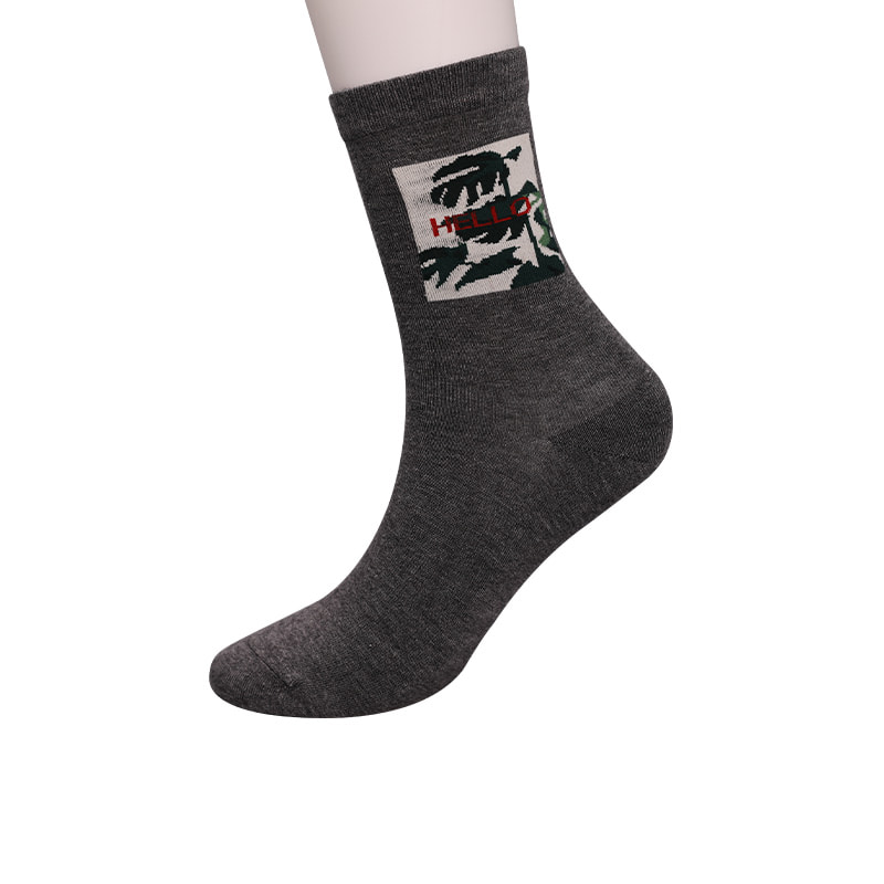 Soft spun silk nylon wrapped spandex imitation 3D printed jacquard hand-stitched autumn and winter men's socks WSD2850
