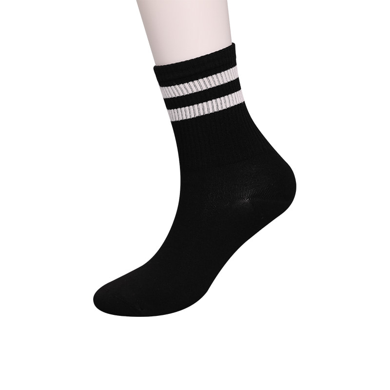 Soft spun silk nylon covered with ammonia 2 horizontal strips and reinforced hand-stitched women's socks WSD1536