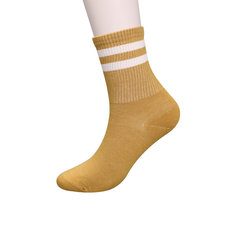 Soft spun silk nylon covered with ammonia 2 horizontal strips and reinforced hand-stitched women's socks WSD1536