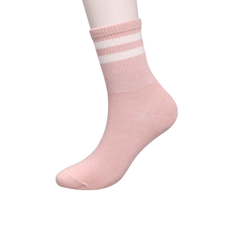 Soft spun silk nylon covered with ammonia 2 horizontal strips and reinforced hand-stitched women's socks WSD1536