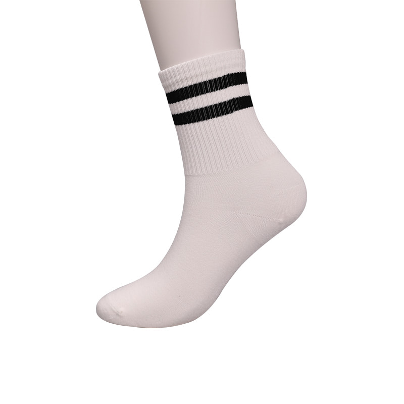 Soft spun silk nylon covered with ammonia 2 horizontal strips and reinforced hand-stitched women's socks WSD1536