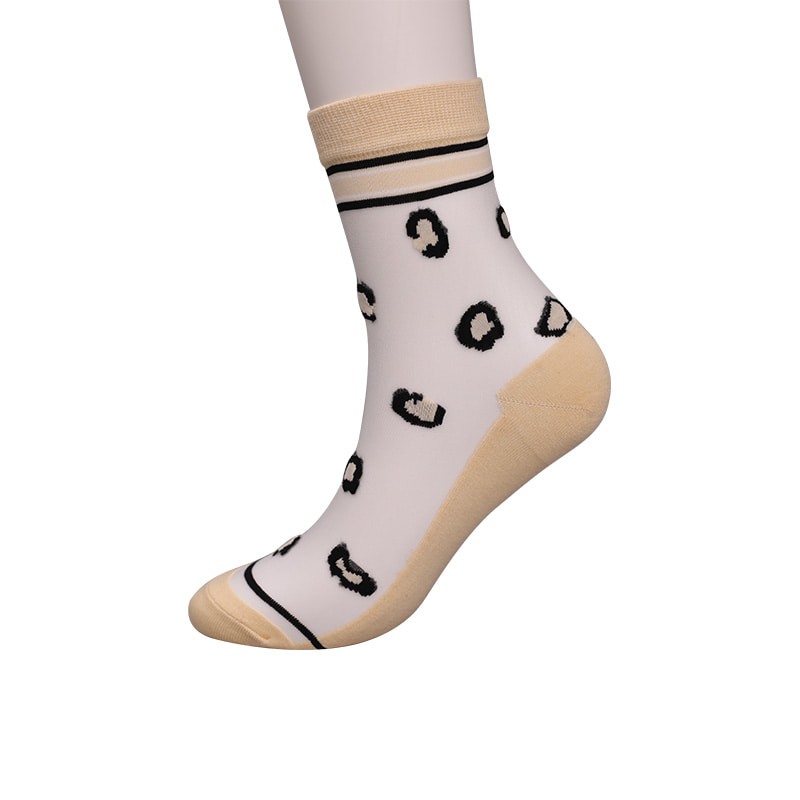 Fashion transparent nylon silk cotton bottom women's socks Leopard pattern flower transparent silk women's socks Crystal silk women's socks WSD1939