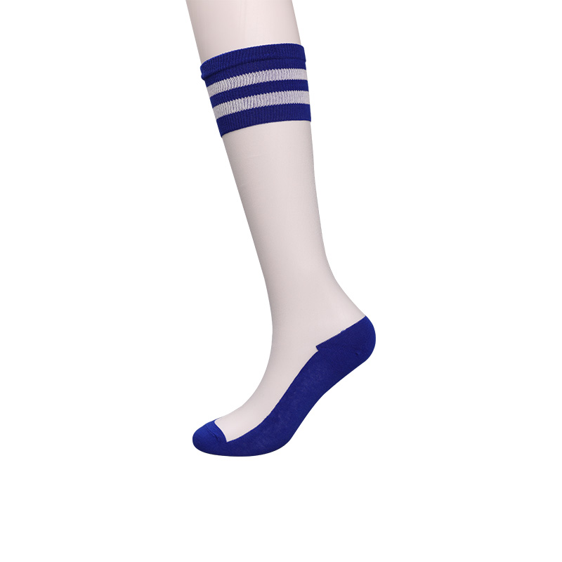 Fashion nylon transparent silk cotton bottom high Luokou horizontal striped flower crystal silk midi and half socks  WSD1951