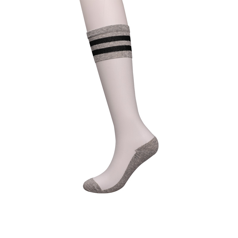 Fashion nylon transparent silk cotton bottom high Luokou horizontal striped flower crystal silk midi and half socks  WSD1951