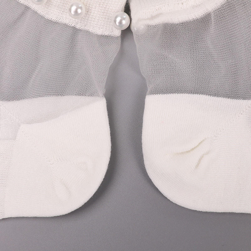 Fashion nylon transparent silk cotton bottom women boat socks top pearl glass crystal silk women boat socks WSD1288