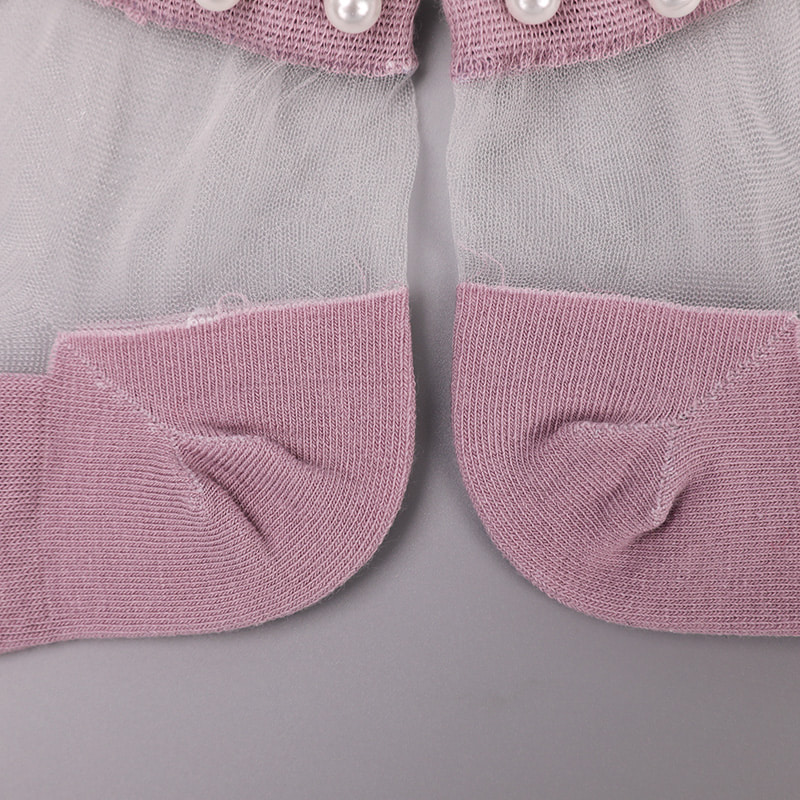 Fashion nylon transparent silk cotton bottom women boat socks top pearl glass crystal silk women boat socks WSD1288