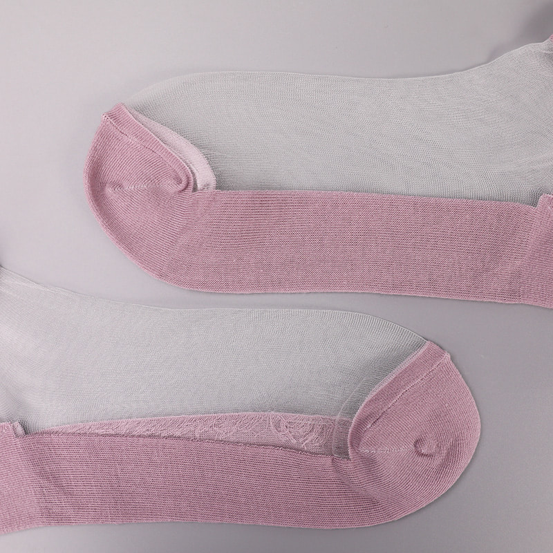 Fashion nylon transparent silk cotton bottom women boat socks top pearl glass crystal silk women boat socks WSD1288