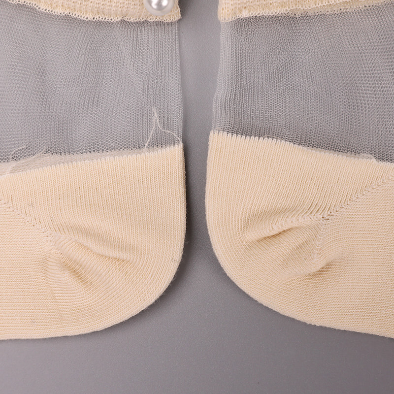 Fashion nylon transparent silk cotton bottom women boat socks top pearl glass crystal silk women boat socks WSD1288