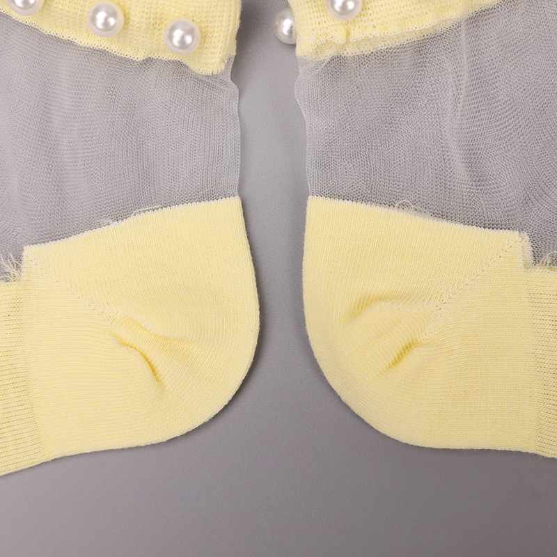 Fashion nylon transparent silk cotton bottom women boat socks top pearl glass crystal silk women boat socks WSD1288