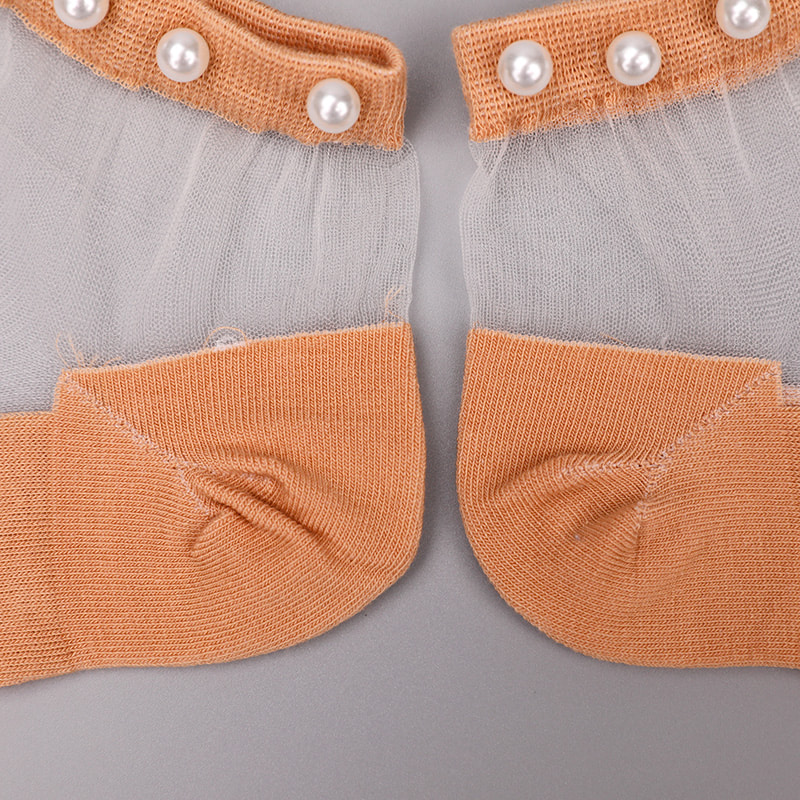 Fashion nylon transparent silk cotton bottom women boat socks top pearl glass crystal silk women boat socks WSD1288