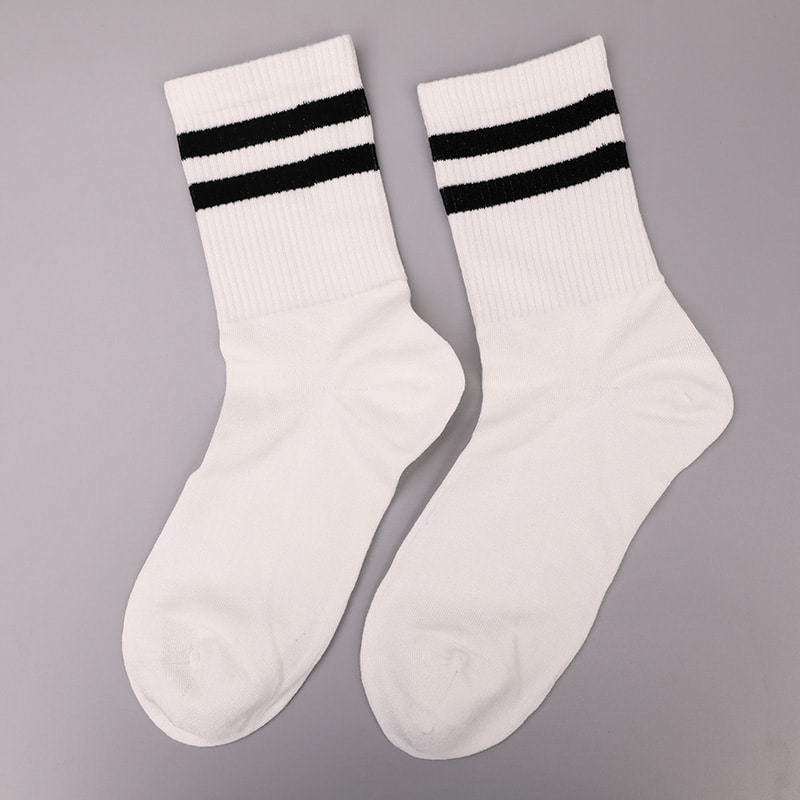 Soft spun silk nylon covered with ammonia 2 horizontal strips and reinforced hand-stitched women's socks WSD1536