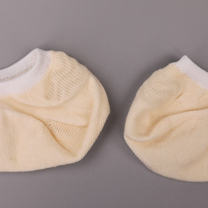 Natural colored cotton, mesh, invisible hand-stitched women's socks WSD1401 