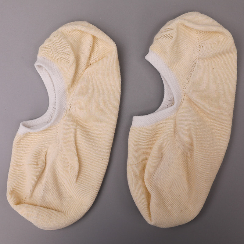 Natural colored cotton, mesh, invisible hand-stitched women's socks WSD1401 