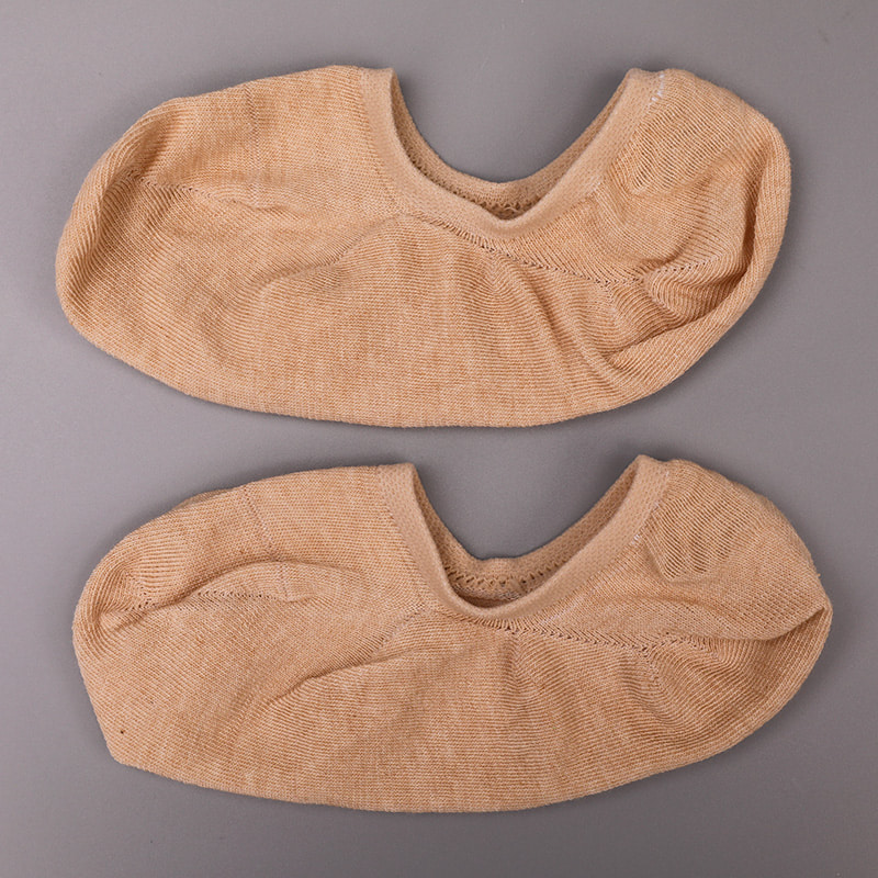 Natural colored cotton, mesh, invisible hand-stitched women's socks WSD1401 