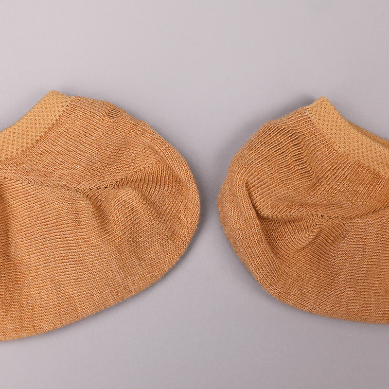 Natural colored cotton, mesh, invisible hand-stitched women's socks WSD1401 
