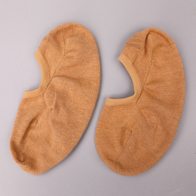 Natural colored cotton, mesh, invisible hand-stitched women's socks WSD1401 