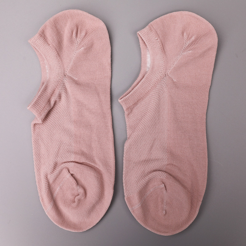 Ultra-thin combed cotton, nylon and spandex plain half-mesh hand-sewn women's socks WSD1673
