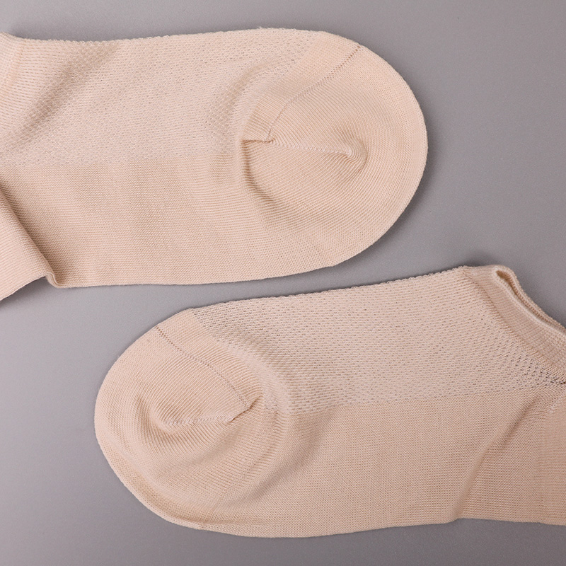 Ultra-thin combed cotton, nylon and spandex plain half-mesh hand-sewn women's socks WSD1673