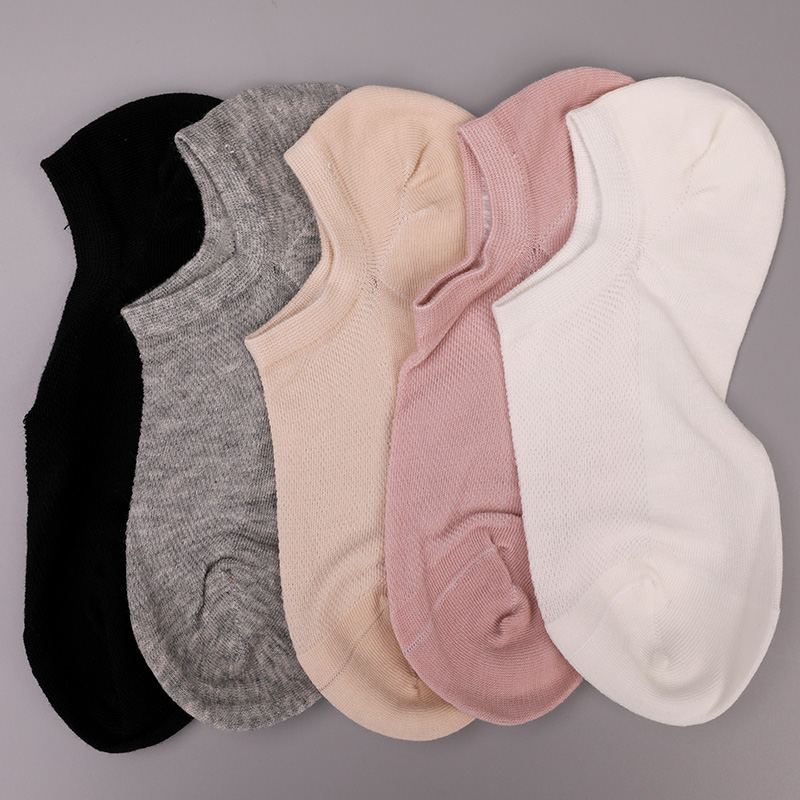 Ultra-thin combed cotton, nylon and spandex plain half-mesh hand-sewn women's socks WSD1673