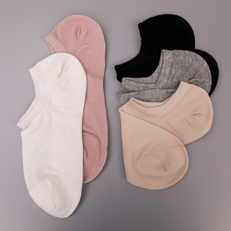 Ultra-thin combed cotton, nylon and spandex plain half-mesh hand-sewn women's socks WSD1673