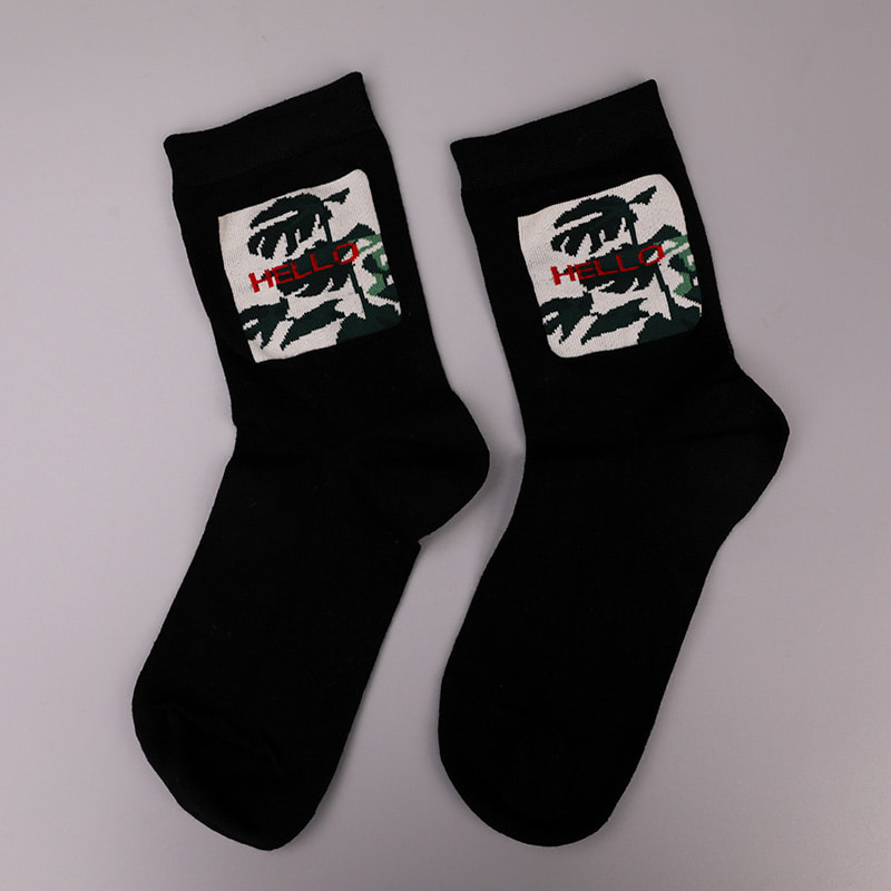 Soft spun silk nylon wrapped spandex imitation 3D printed jacquard hand-stitched autumn and winter men's socks WSD2850
