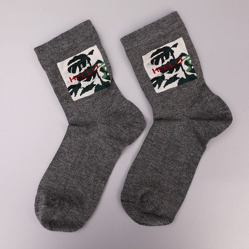 Soft spun silk nylon wrapped spandex imitation 3D printed jacquard hand-stitched autumn and winter men's socks WSD2850