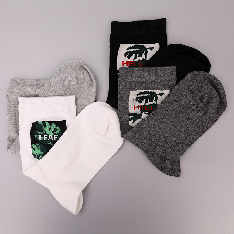 Soft spun silk nylon wrapped spandex imitation 3D printed jacquard hand-stitched autumn and winter men's socks WSD2850