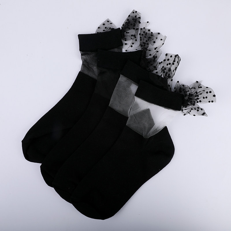 Fashion glass silk cotton bottom women's socks seam transparent silk bowknot women's socks Crystal silk women's socks WSD1911