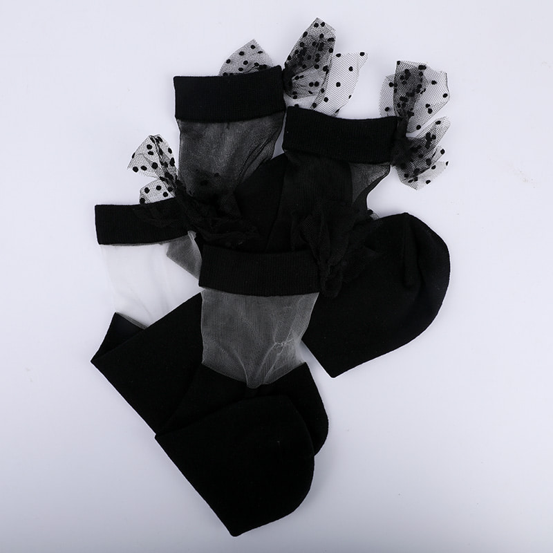 Fashion glass silk cotton bottom women's socks seam transparent silk bowknot women's socks Crystal silk women's socks WSD1911