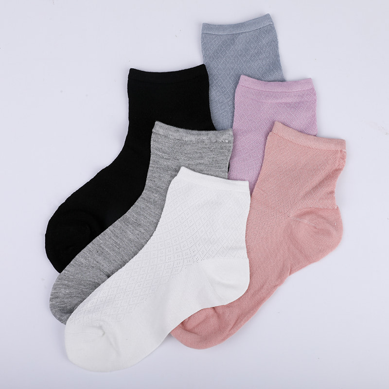 Soft bamboo fiber nylon bag, thin small diamond casual women's socks, hand-sewn women's socks WSD1689
