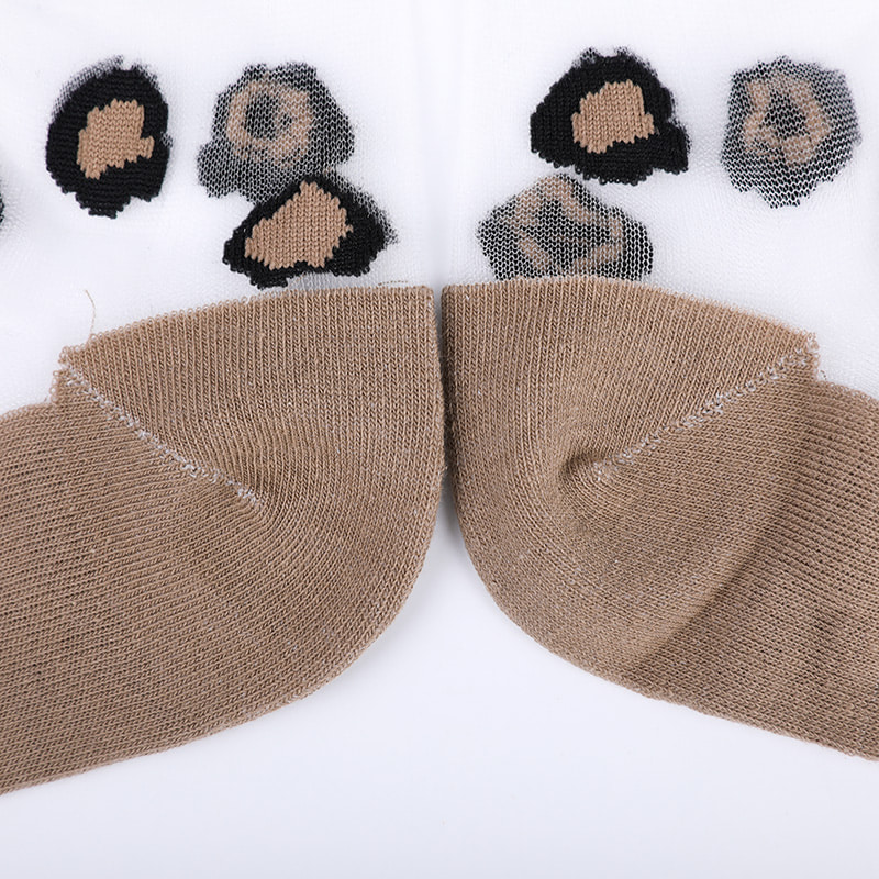 Fashion transparent nylon silk cotton bottom women's socks Leopard pattern flower transparent silk women's socks Crystal silk women's socks WSD1939