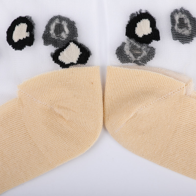 Fashion transparent nylon silk cotton bottom women's socks Leopard pattern flower transparent silk women's socks Crystal silk women's socks WSD1939