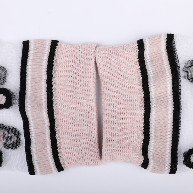 Fashion transparent nylon silk cotton bottom women's socks Leopard pattern flower transparent silk women's socks Crystal silk women's socks WSD1939